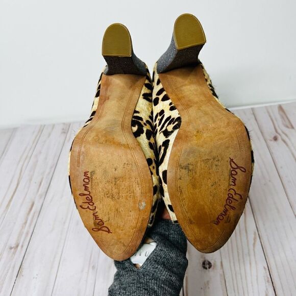 Sam Edelman Frances Leopard Glitter Block Heel Pump Size 8.5 - Picture 10 of 10